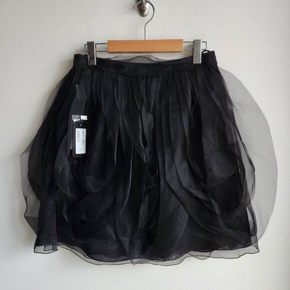 *NWT* Emporio Armani Black Silk Organza Mini Skirt - US 6 🇮🇹 - Picture 1 of 10